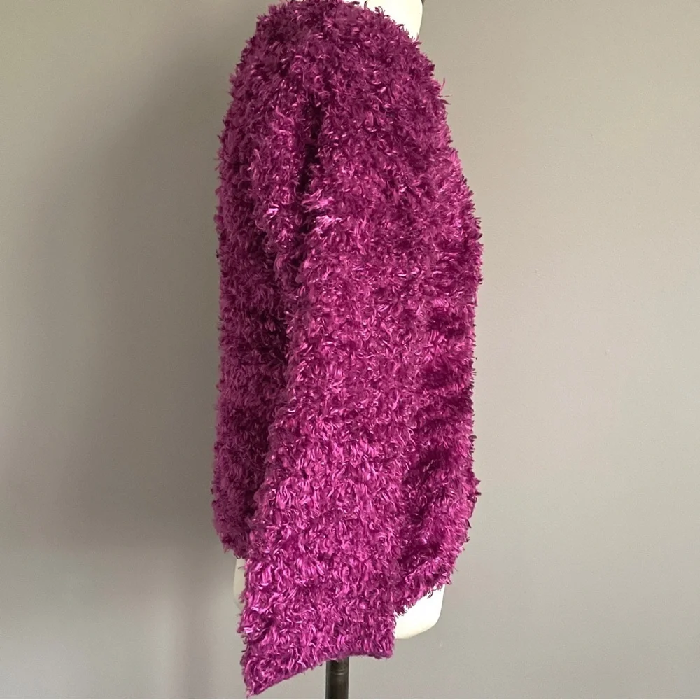 Vintage Y2K Magenta Purple Eyelash Textured Pullover Sweater - Medium - Picture 4 of 8